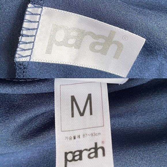PARAH Lingerie Blue Satin Sleeveless Short Nightgown Nightdress Chemise Lace M - Picture 9 of 9
